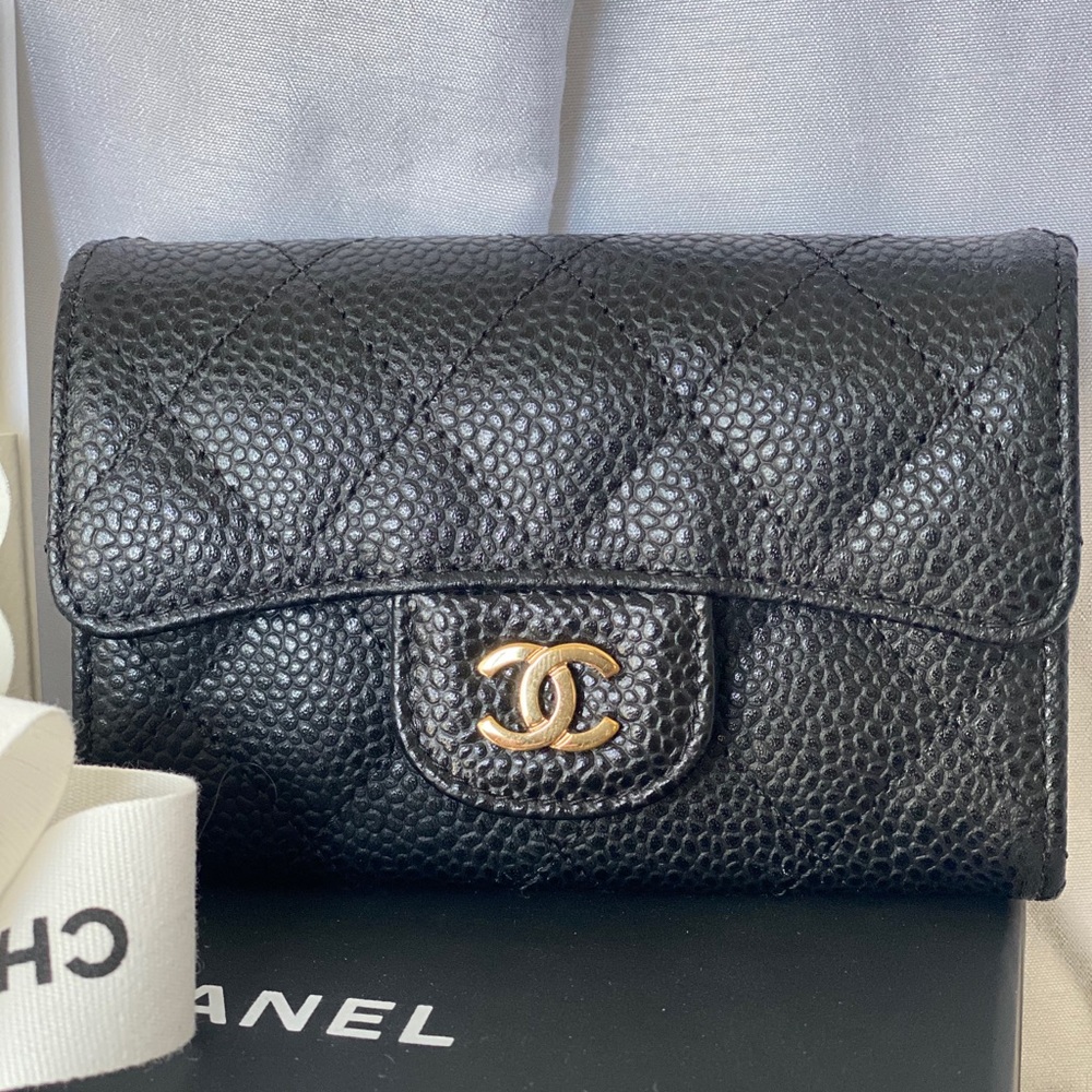 ✨🦄CHANEL✨Flap Card Holder Wallet black caviar🦄